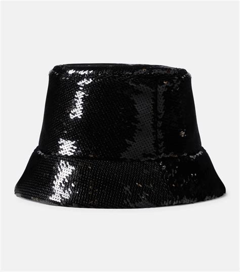 Sequined bucket hat in black 